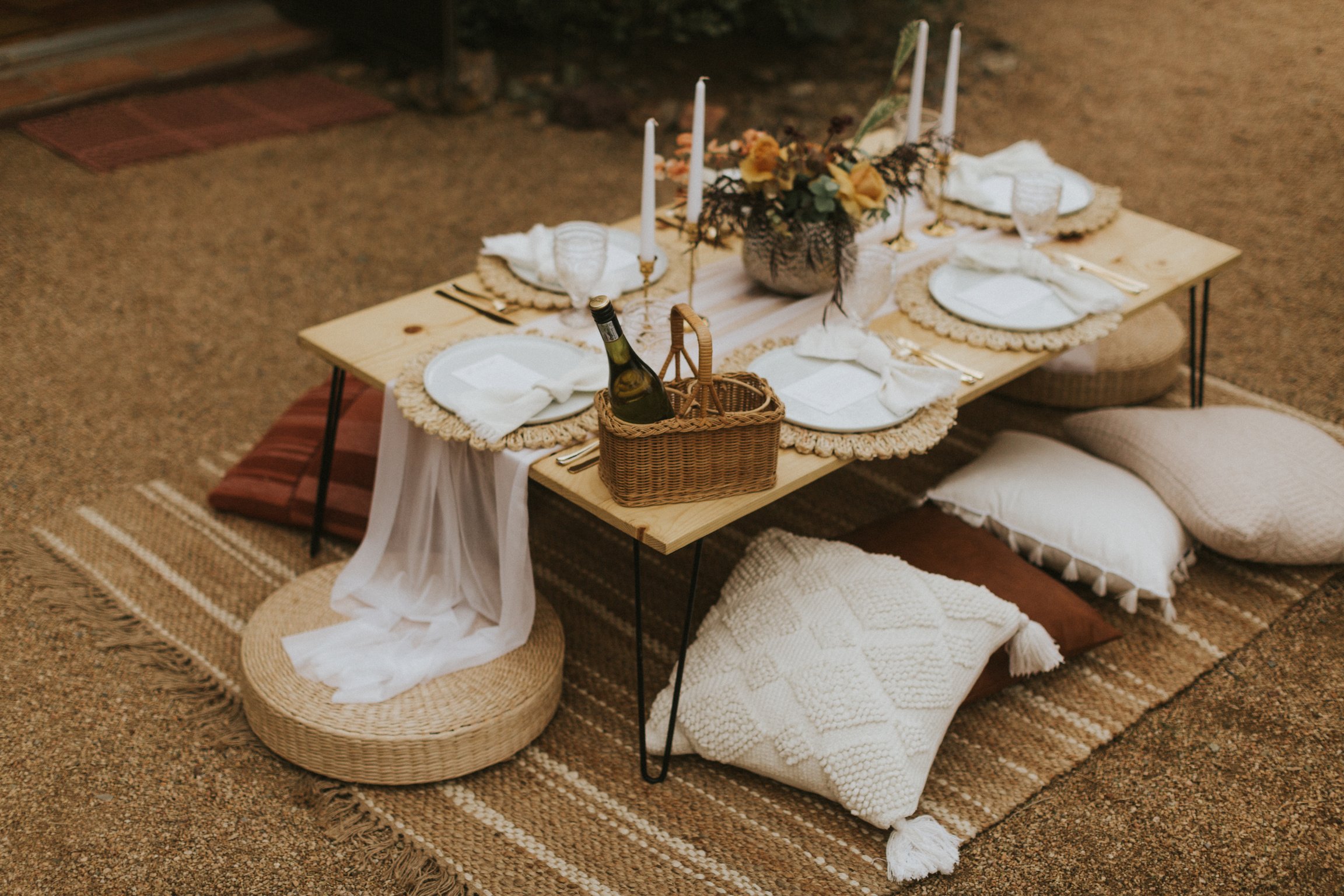 Modern bohemian style picnic